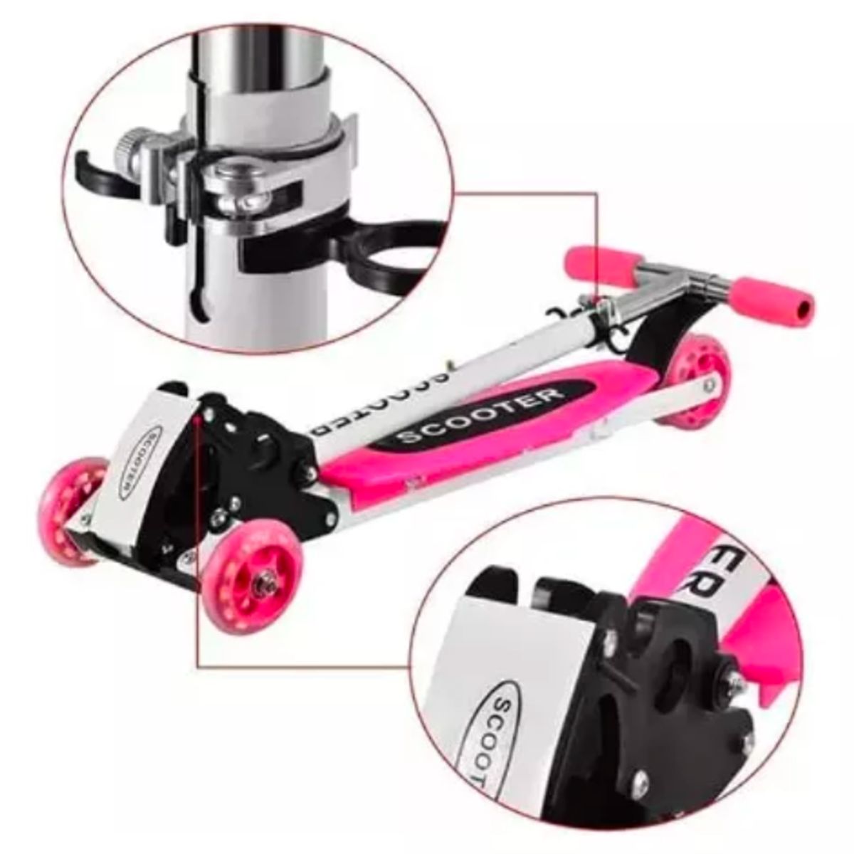 GENERICO - Patineta Scooter 4 Ruedas Plegable Aluminio Rosa