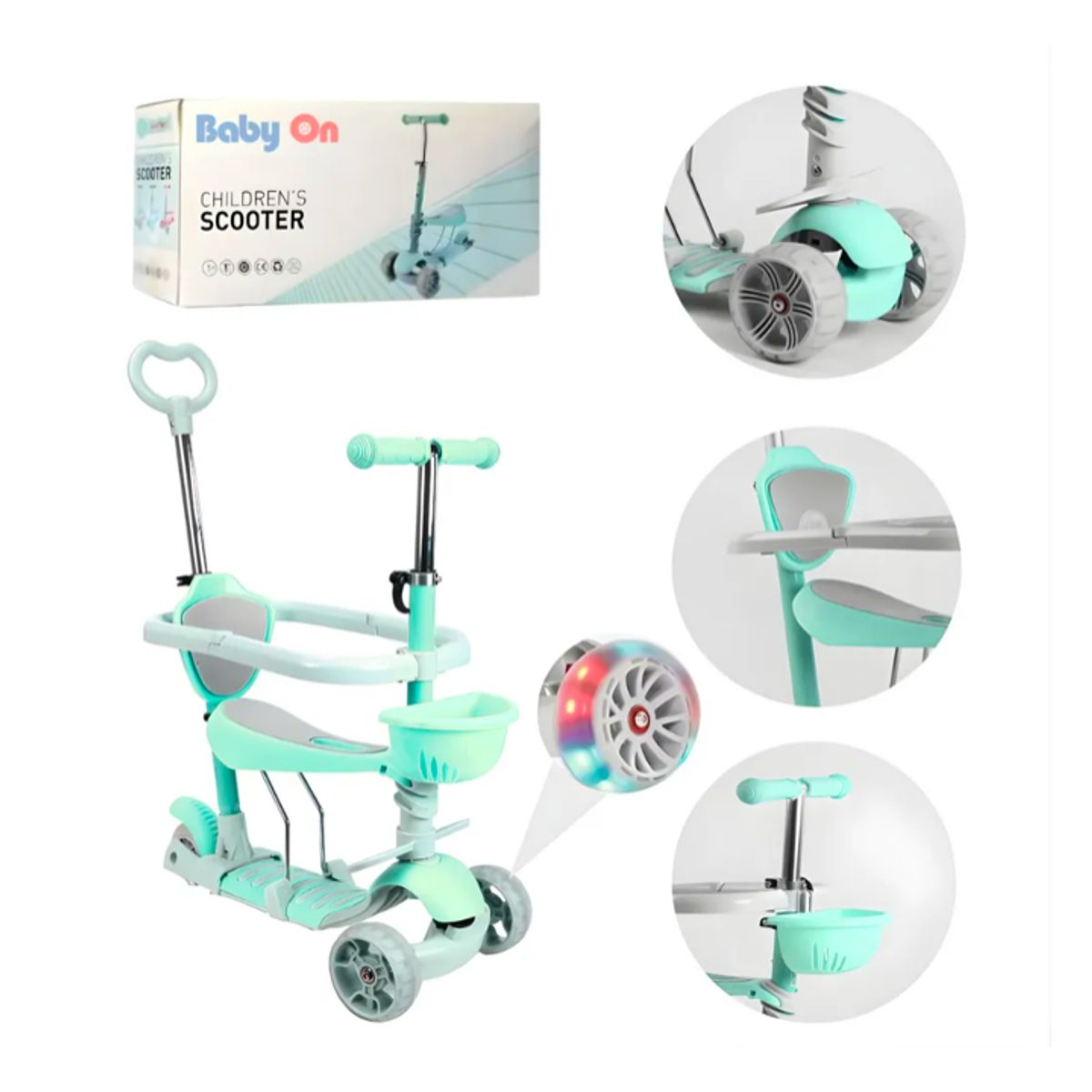 GENERICO - Scooter Patineta 5 En 1 Para Bebes Y Niños ROSA