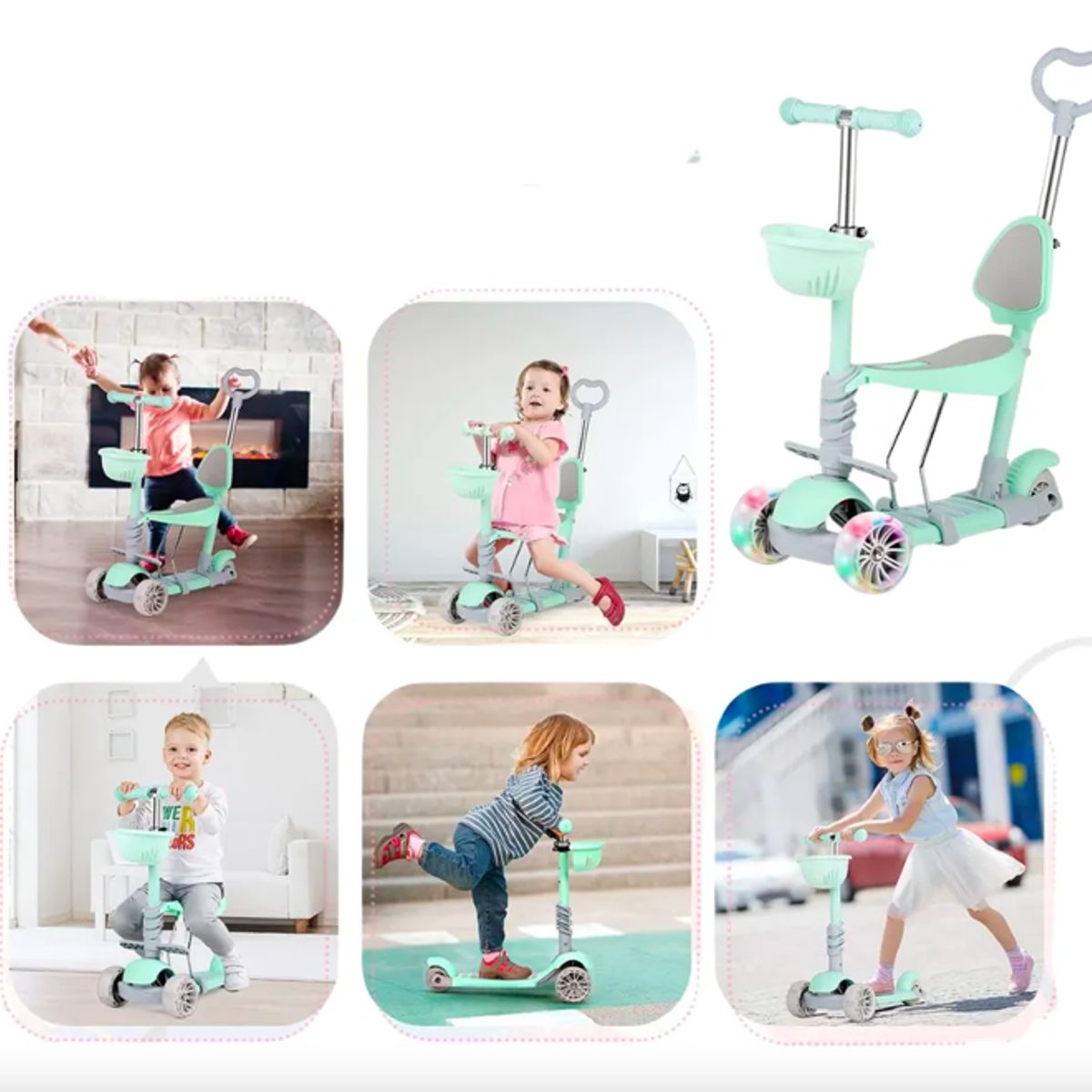 GENERICO - Scooter Patineta 5 En 1 Para Bebes Y Niños ROSA