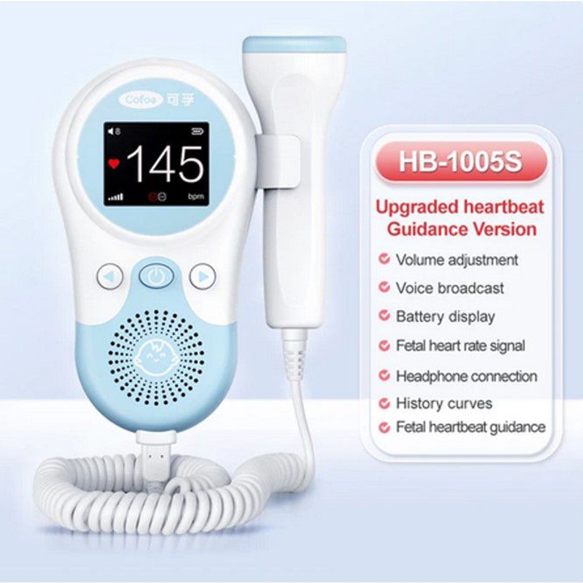 GENERICO - Detector latido Fetal Doppler para bebé monitor de ritmo cardíaco