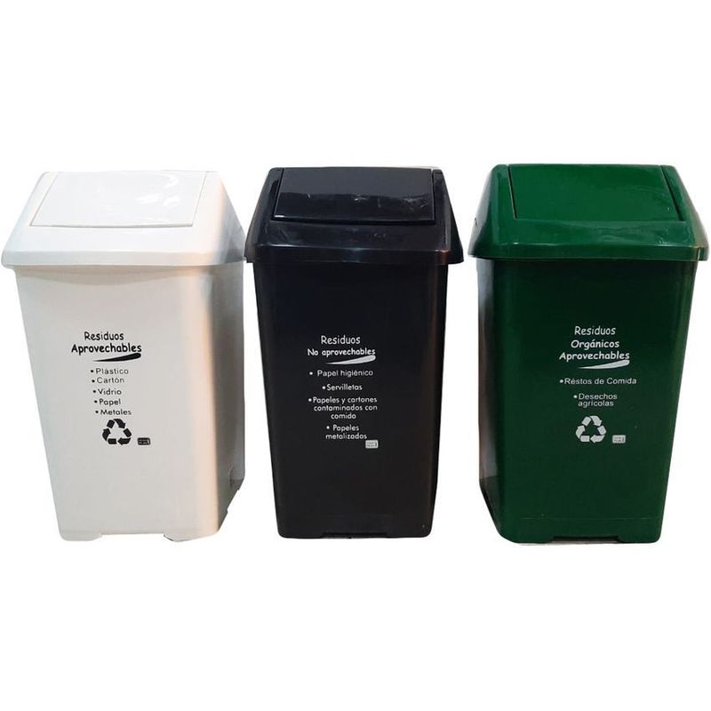 GENERICO - Trío de papeleras plásticas  de 21 litros VAIVEN.