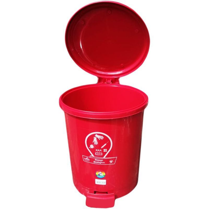 GENERICO - Caneca papelera de 13 litros con tapa de pedal roja.