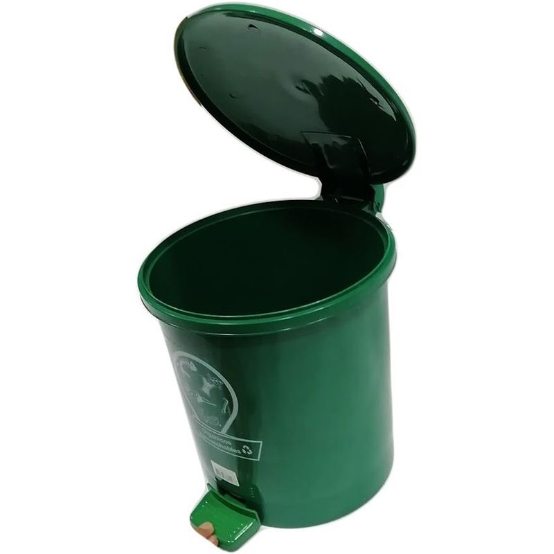 GENERICO - Caneca papelera de 13 litros con tapa de pedal verde.