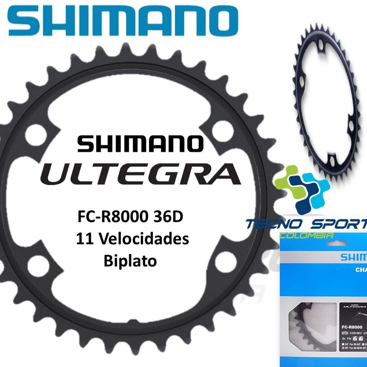 SHIMANO - Plato Coronilla Shimano Ultegra R8000 11v Biplato 36 Diente