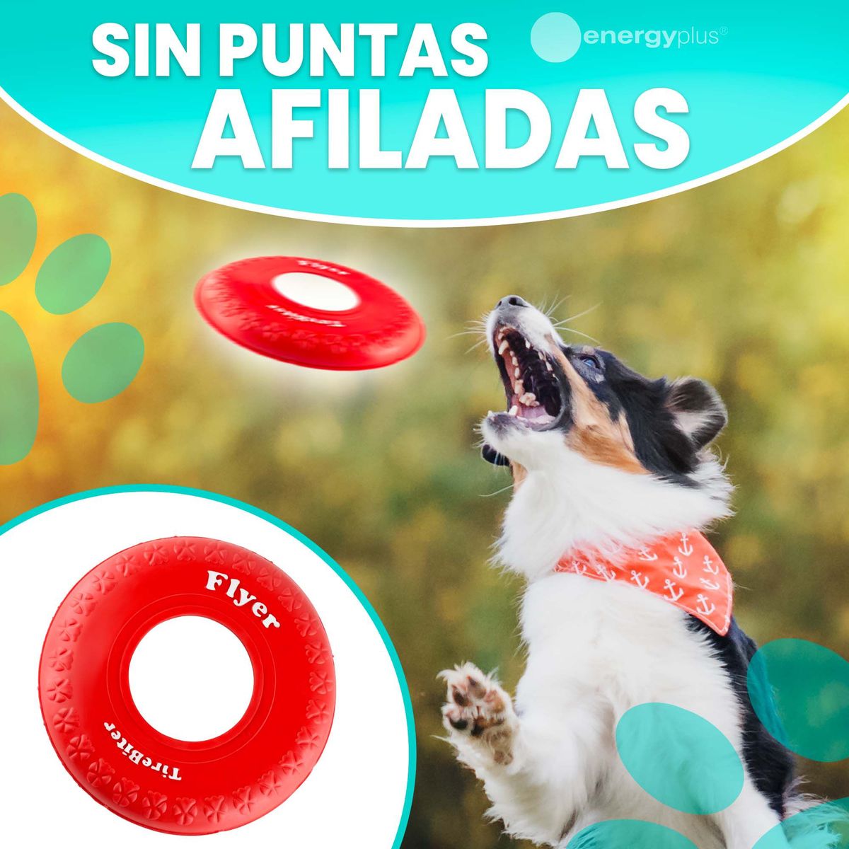 ENERGY PLUS - Frisbee Goma Segura Perros Ideal para Adiestramiento Rojo
