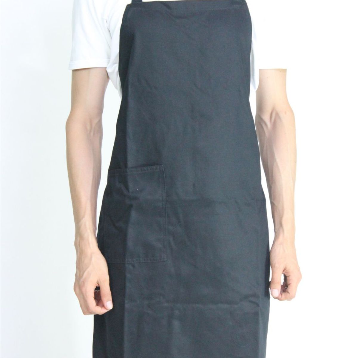 ARANZAZU - Delantal Negro en Dril Algodón Unicolor