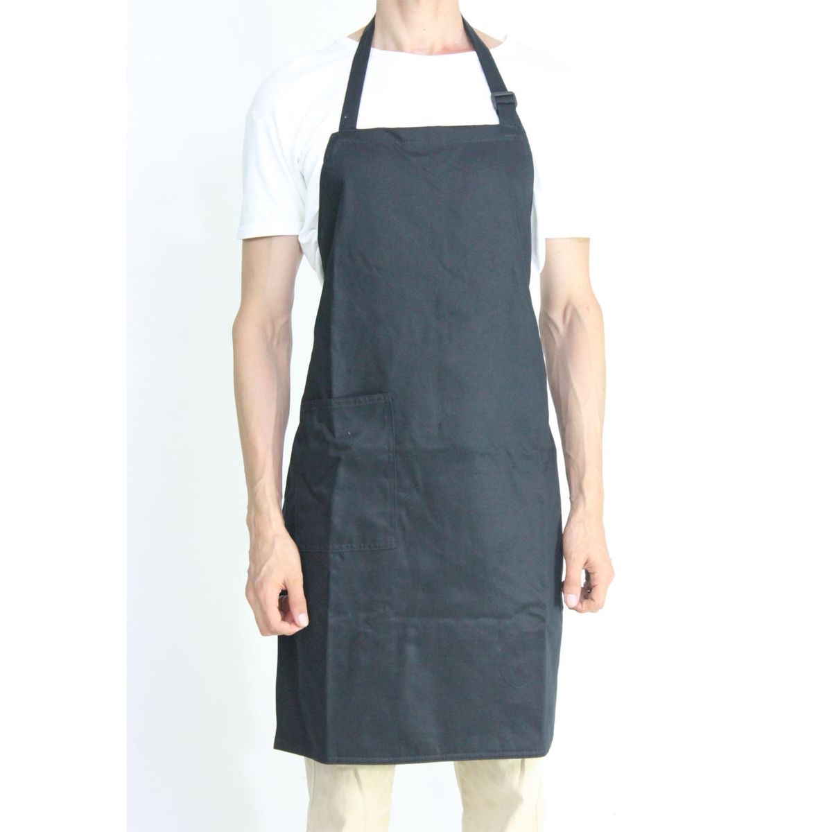 ARANZAZU - Delantal Negro en Dril Algodón Unicolor