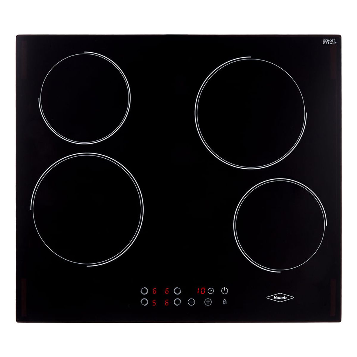 HACEB - Estufa de empotrar Vitrocerámica negra 60 cm eléctrica 220V Haceb