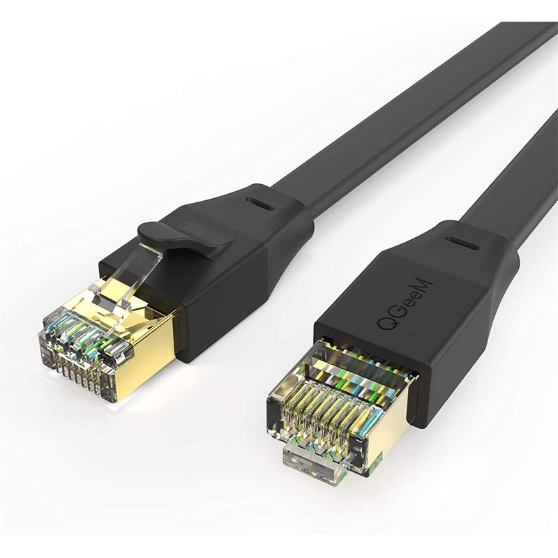 QGEEM - Cable De Red Cat8 Ethernet Conector Rj45 40 Gbps Plano 0.92m