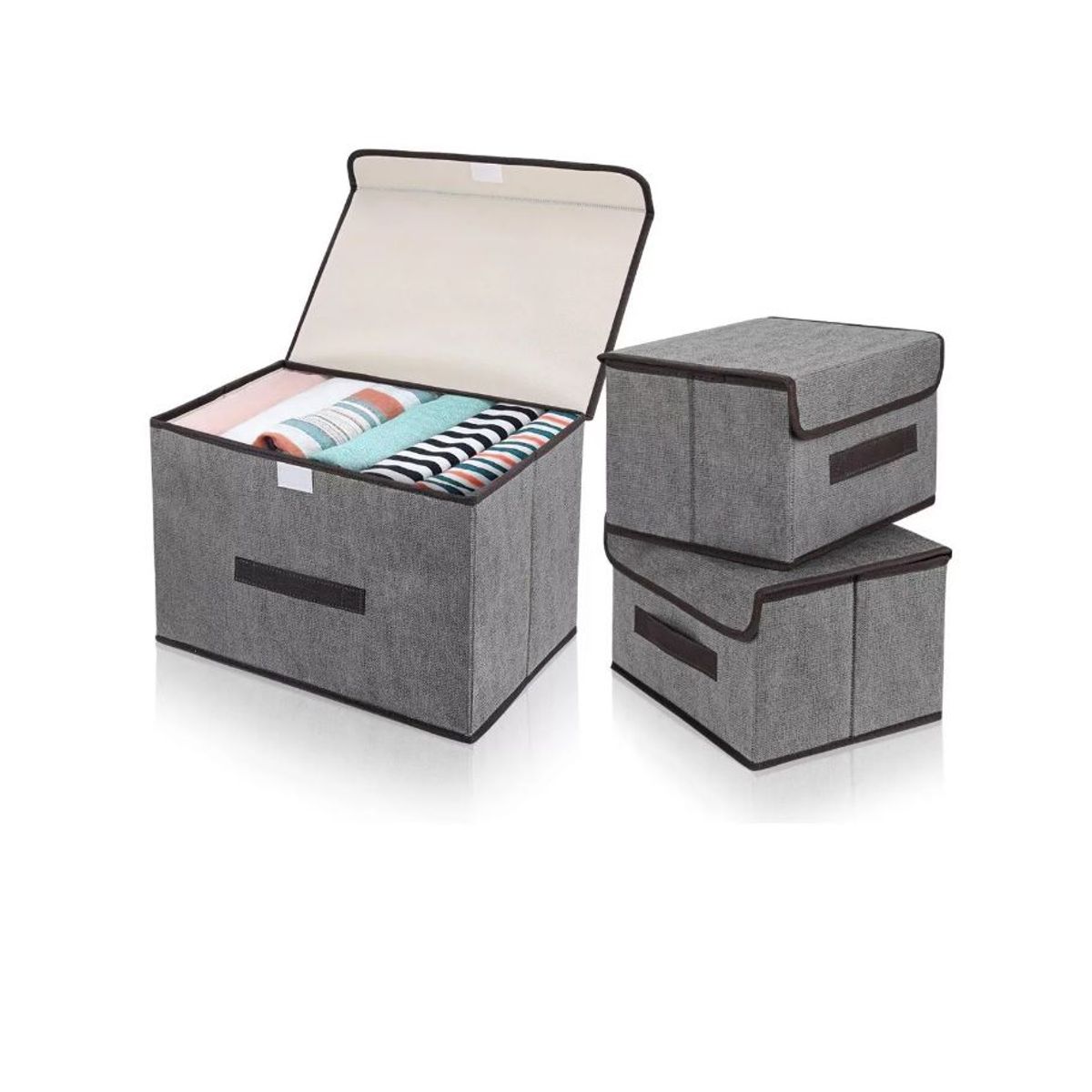 GENERICO - Caja Organizadora De Tela Con Tapa Set x 3 Pzas