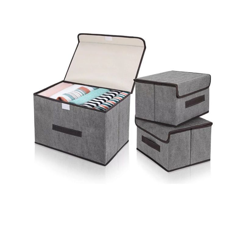 GENERICO - Caja Organizadora De Tela Con Tapa Set x 3 Pzas