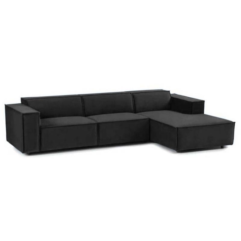 DELUXE FURNITURE - Sofá en L Leonys Derecho Gris oscuro terciopelo anti fluidos 260x70x80