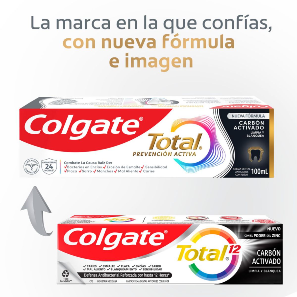 COLGATE - Crema Dental Colgate Total Carbón Prevención Activa 3x75ml