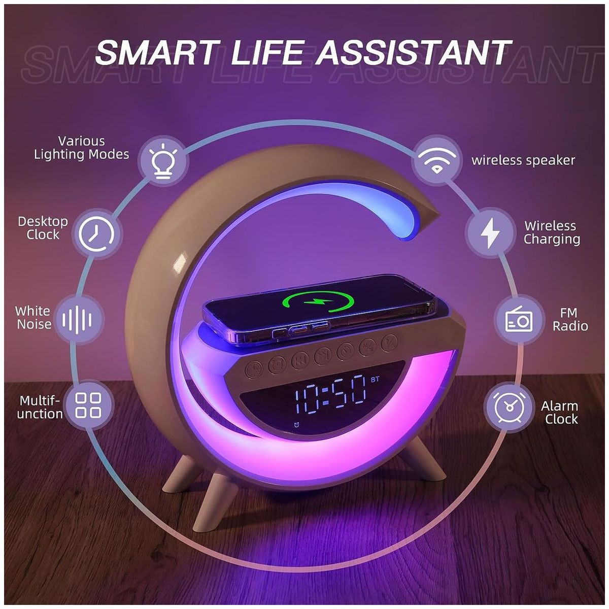 ONE PIXEL - Parlante Bluetooth Lámpara Cargador Inalámbrico Forma G