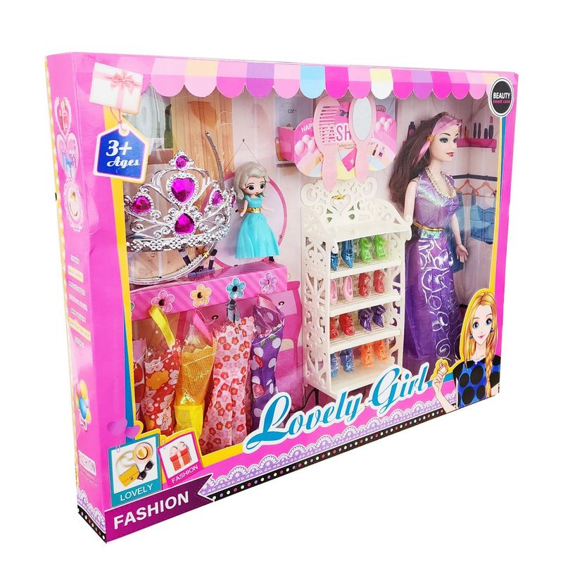 DAYOSHOP - Muñeca Princesa Vestidos Zapatos Accesorios Juguete Niñas