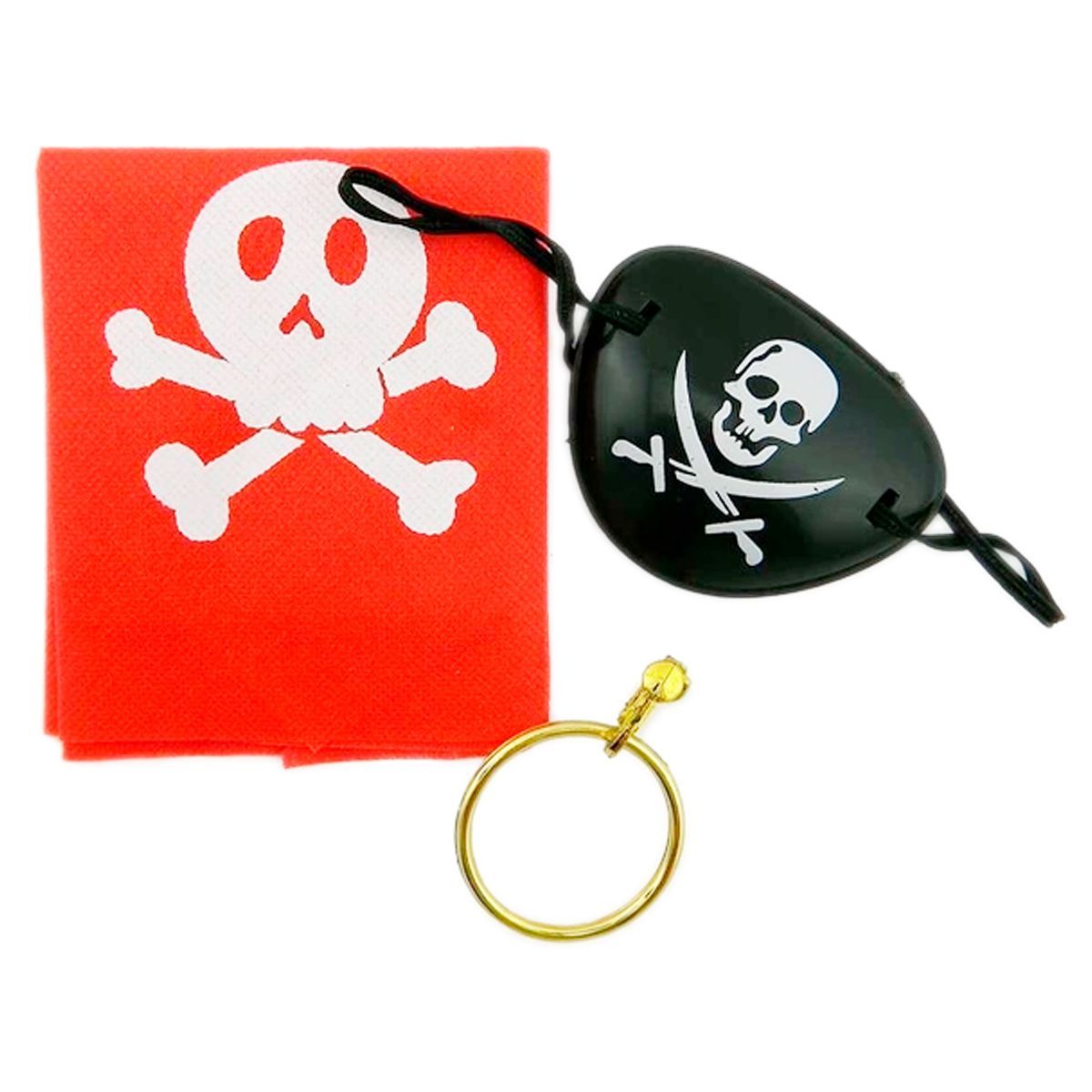 GENERICO - Disfraz Pirata Sombrero  Parche  Pañoleta Arete Halloween