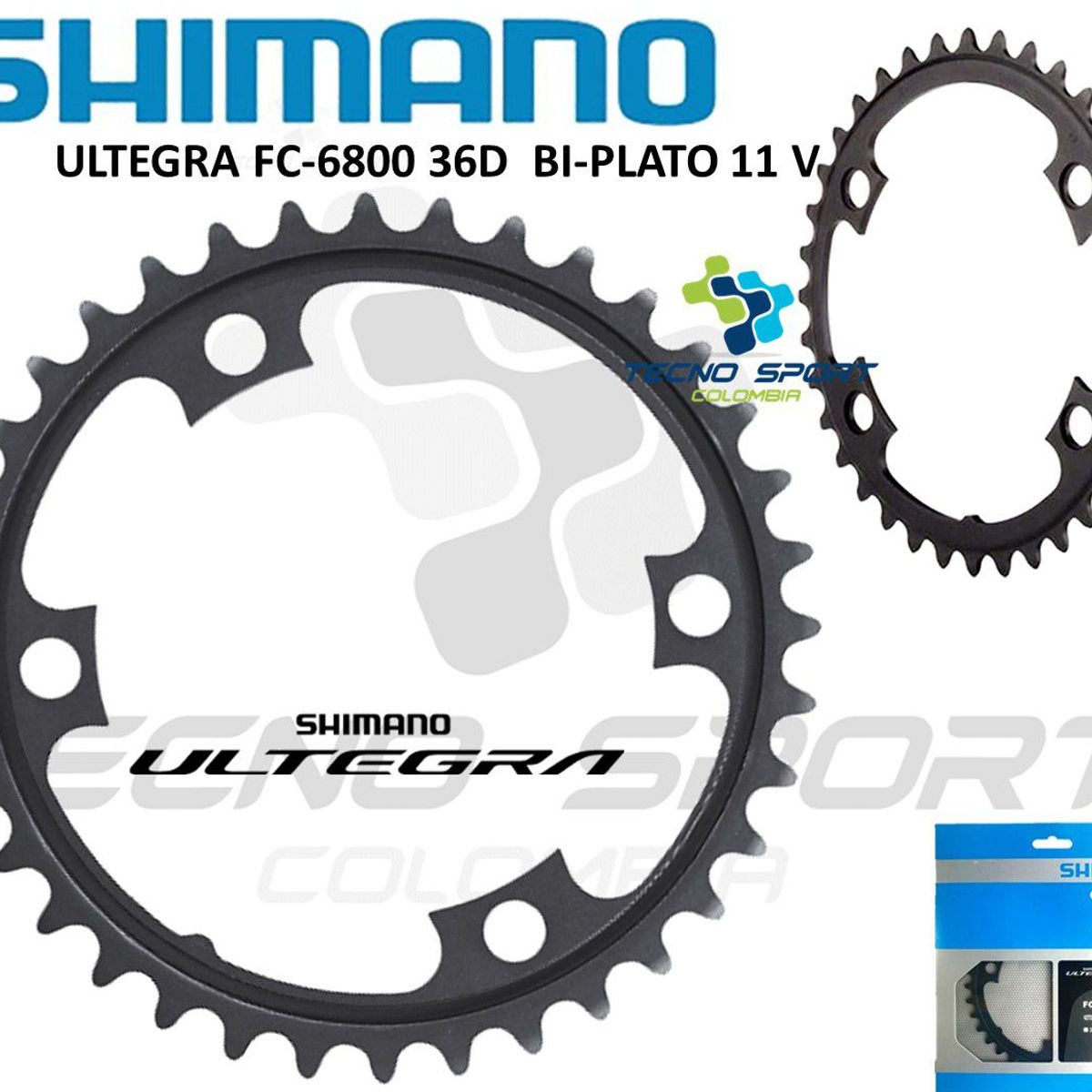 SHIMANO - Plato Coronilla Shimano Ultegra 6800 Biplato 36 Dientes Ruta