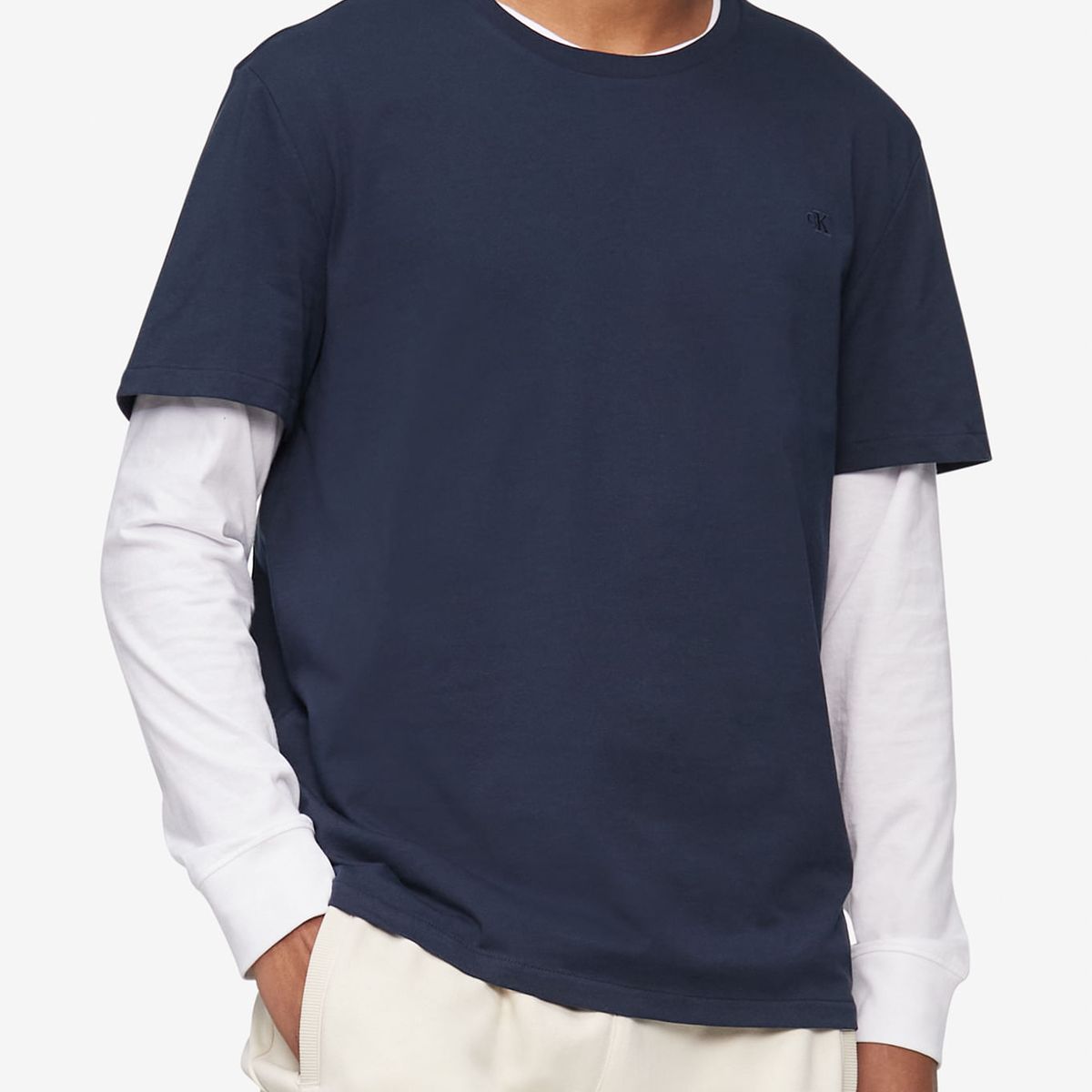 CALVIN KLEIN - Camiseta Manga Corta Smooth Algodón Solid Hombre A Azul Oscuro Calvin Klein