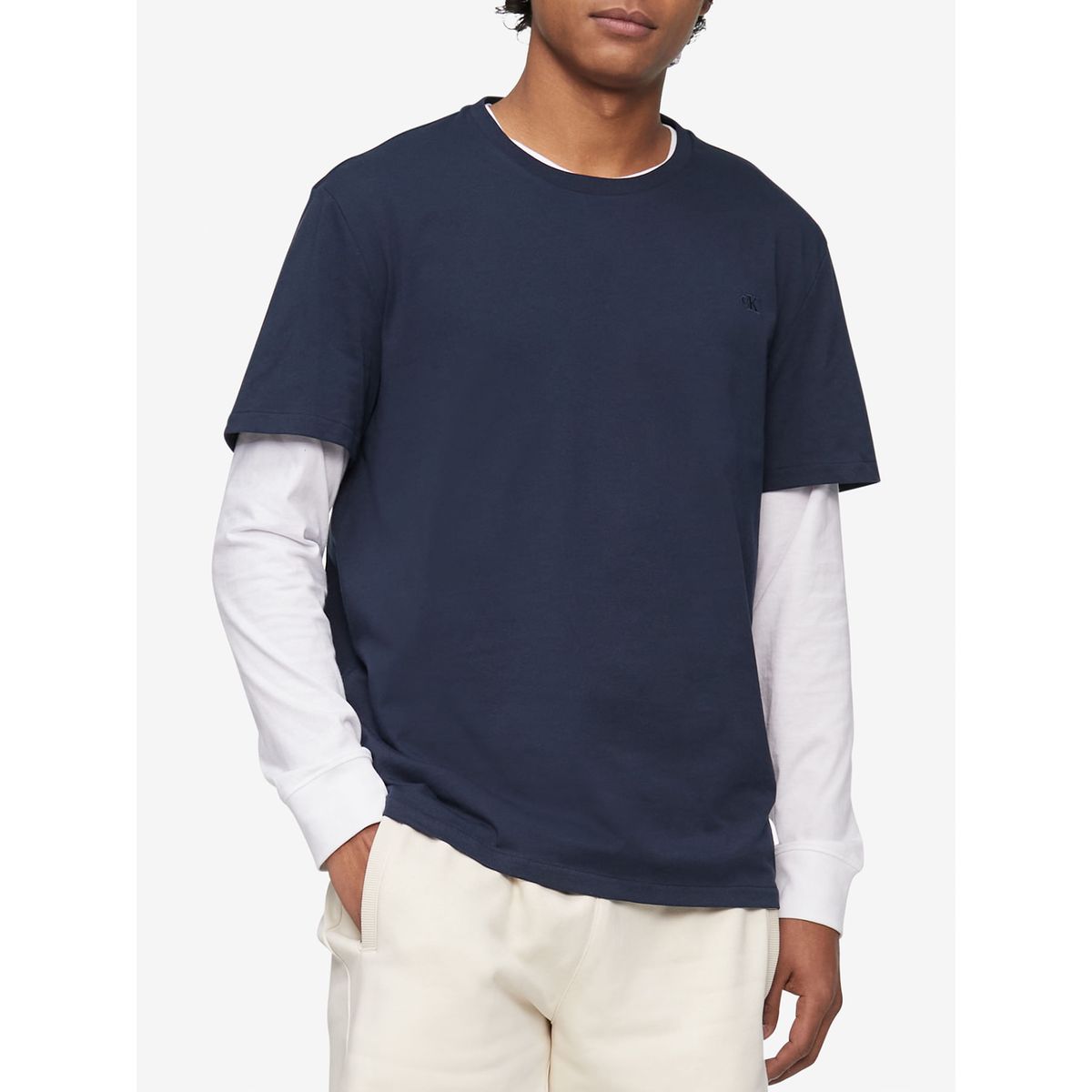 CALVIN KLEIN - Camiseta Manga Corta Smooth Algodón Solid Hombre A Azul Oscuro Calvin Klein