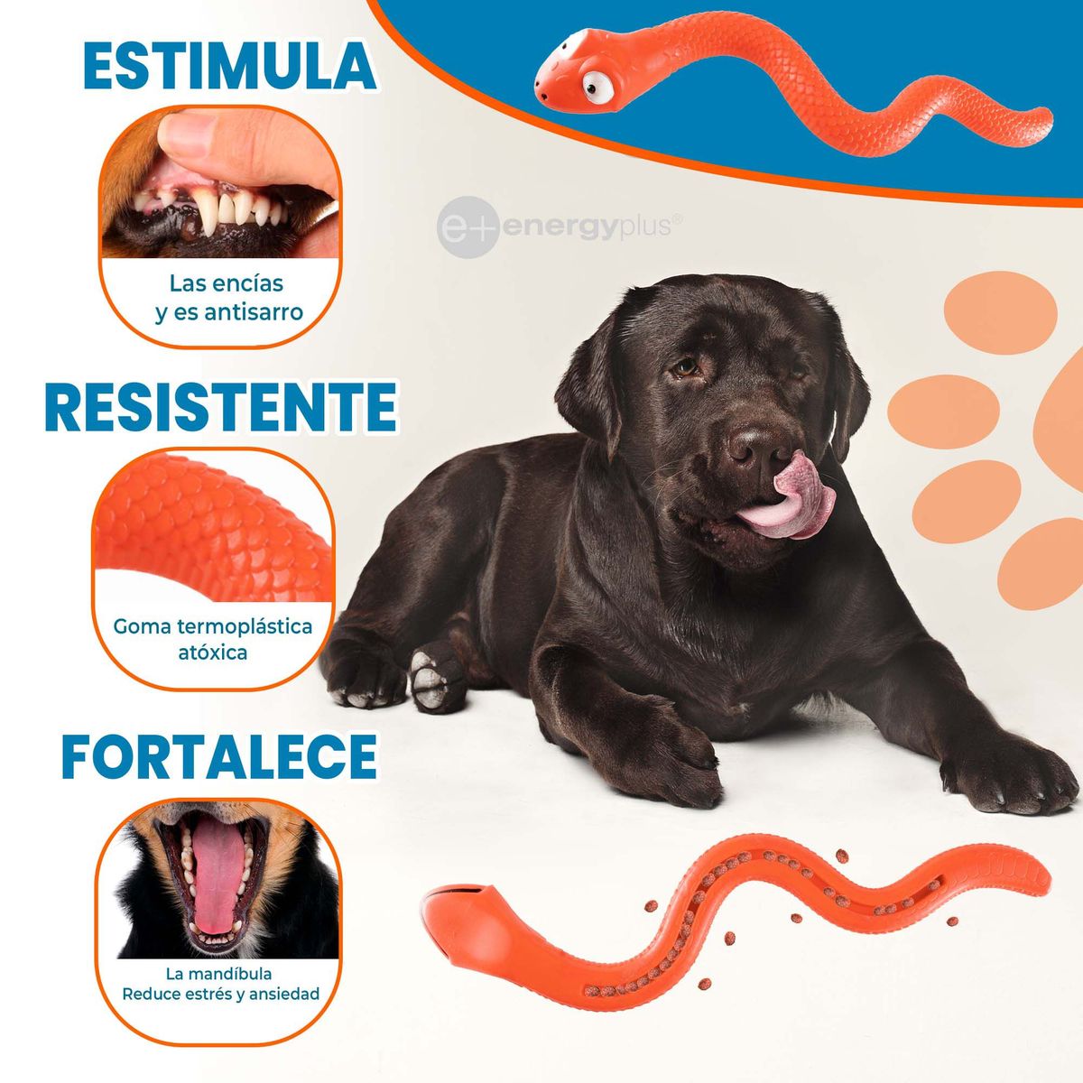 ENERGY PLUS - Juguete Serpiente para Perros Dispensador Naranja