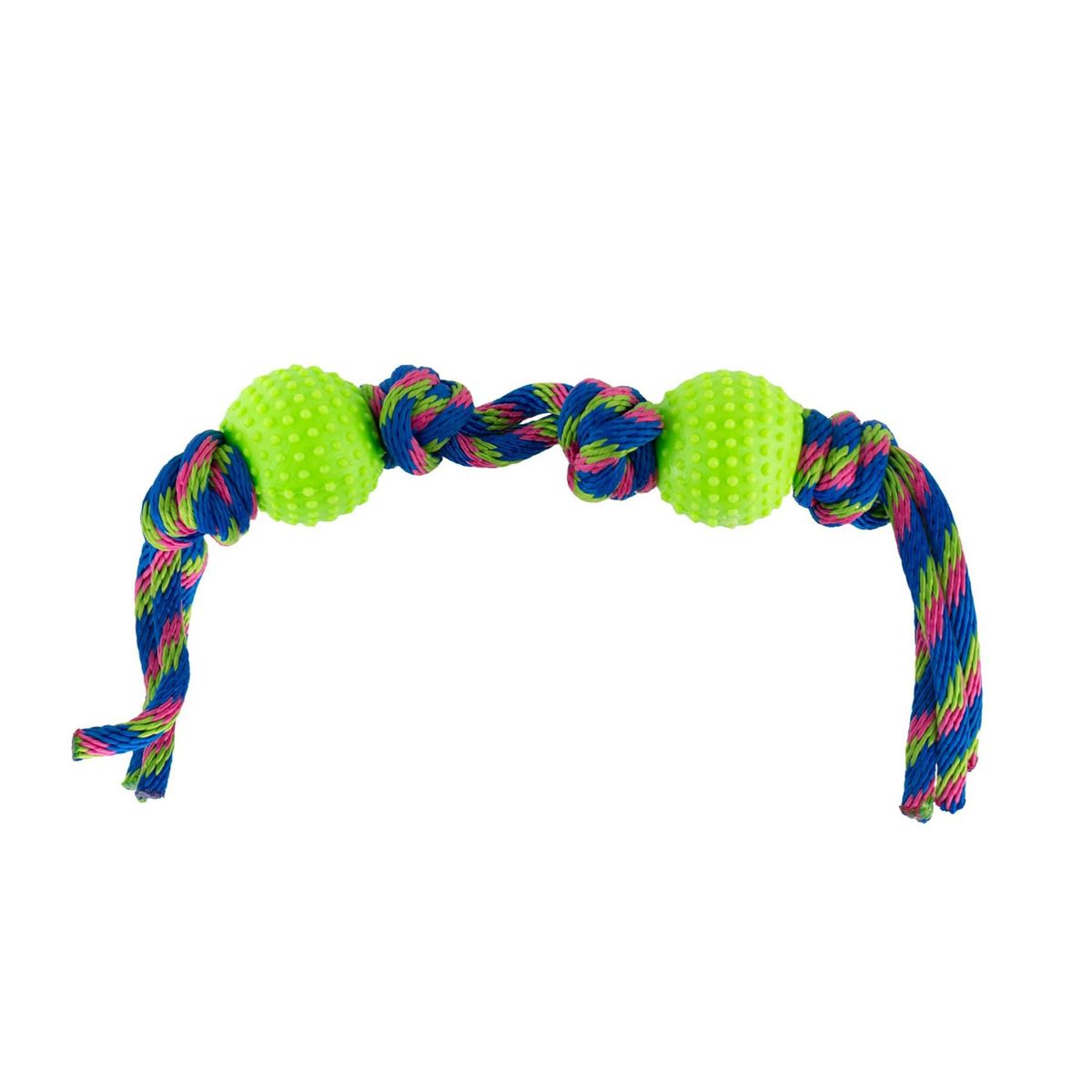 ENERGY PLUS - Juguete Perro Pelotas y Cuerda Ejercita Antisarro Verde