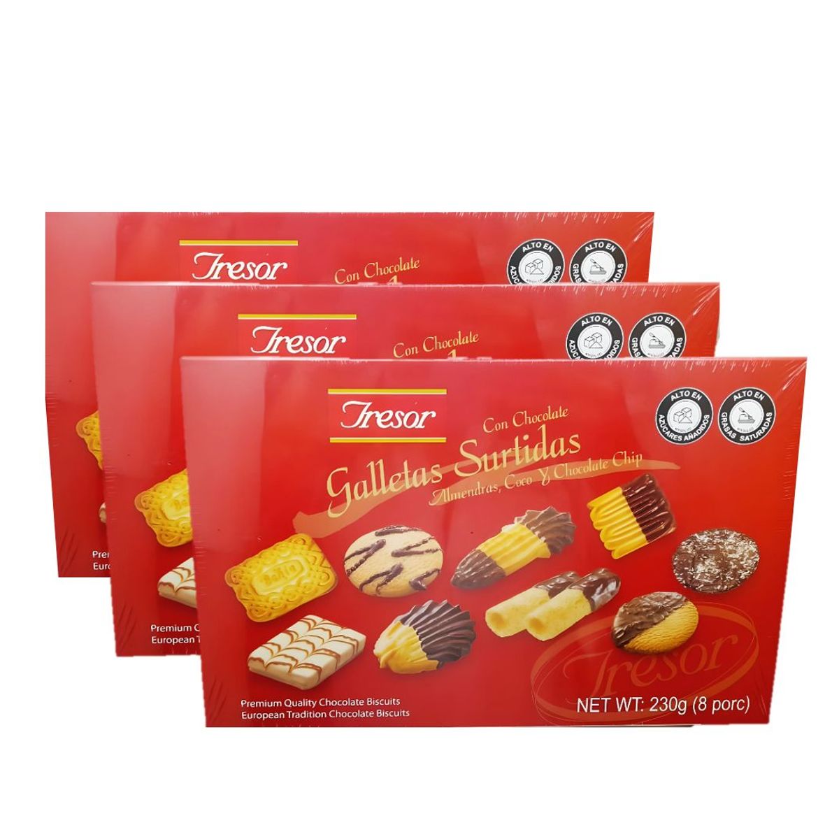 GENERICO - Estuche Galletas Navideñas Con Chocolate Tresor 230 gr X 3 U.
