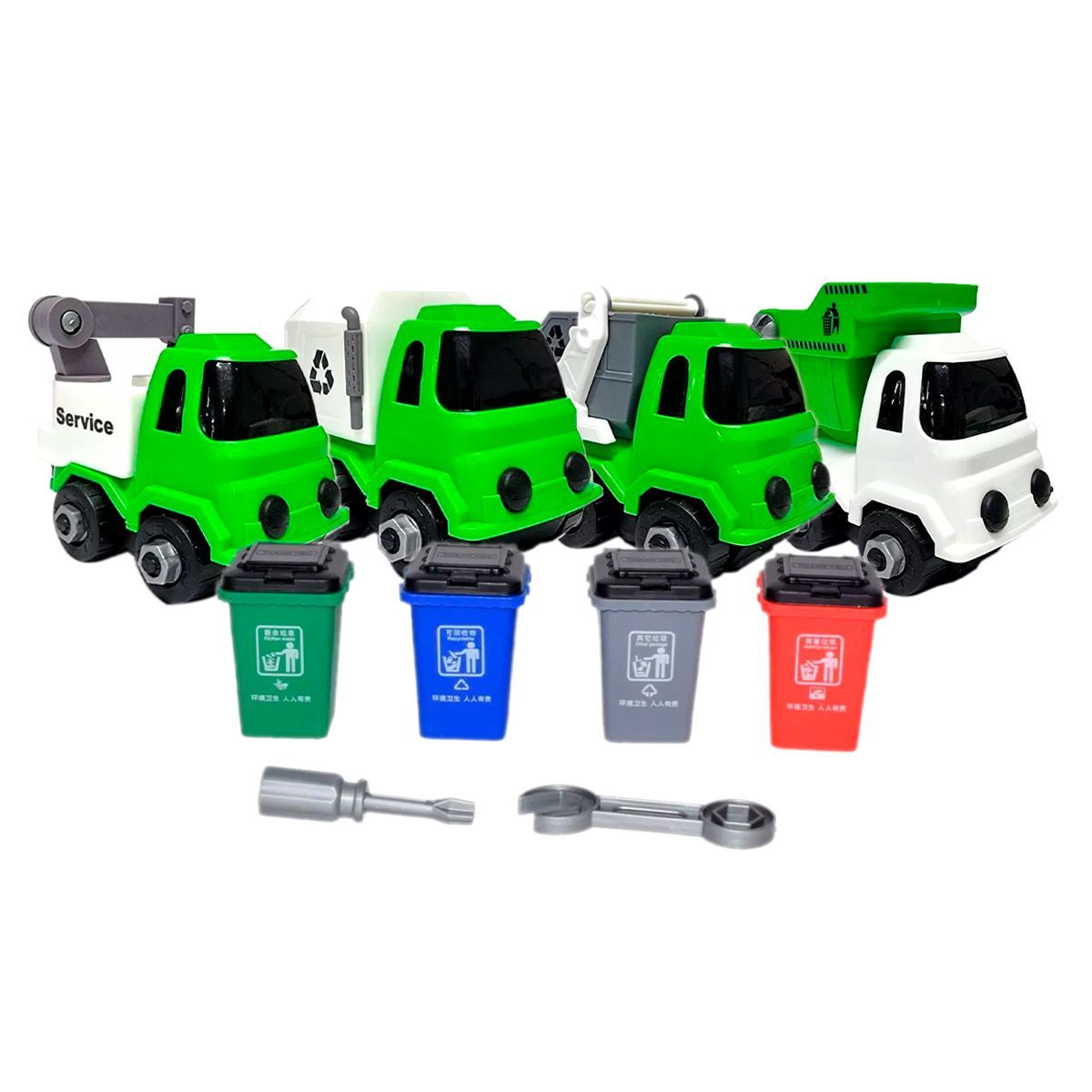 GENERICO - Set X4 Carros Bebés Camión Basura Residuos  Basureros