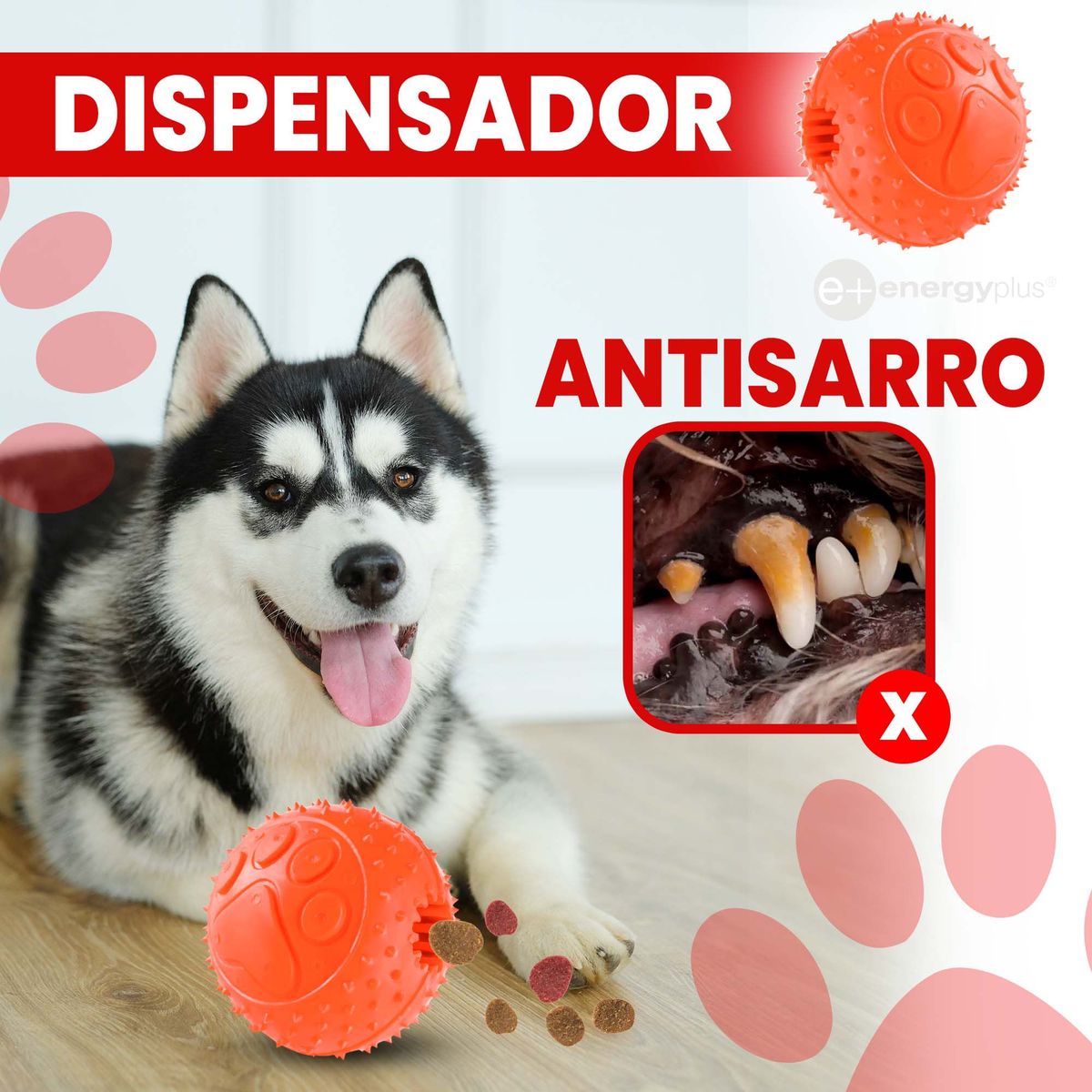 ENERGY PLUS - Juguete Perros Grandes Pelota Dispensadora Naranja