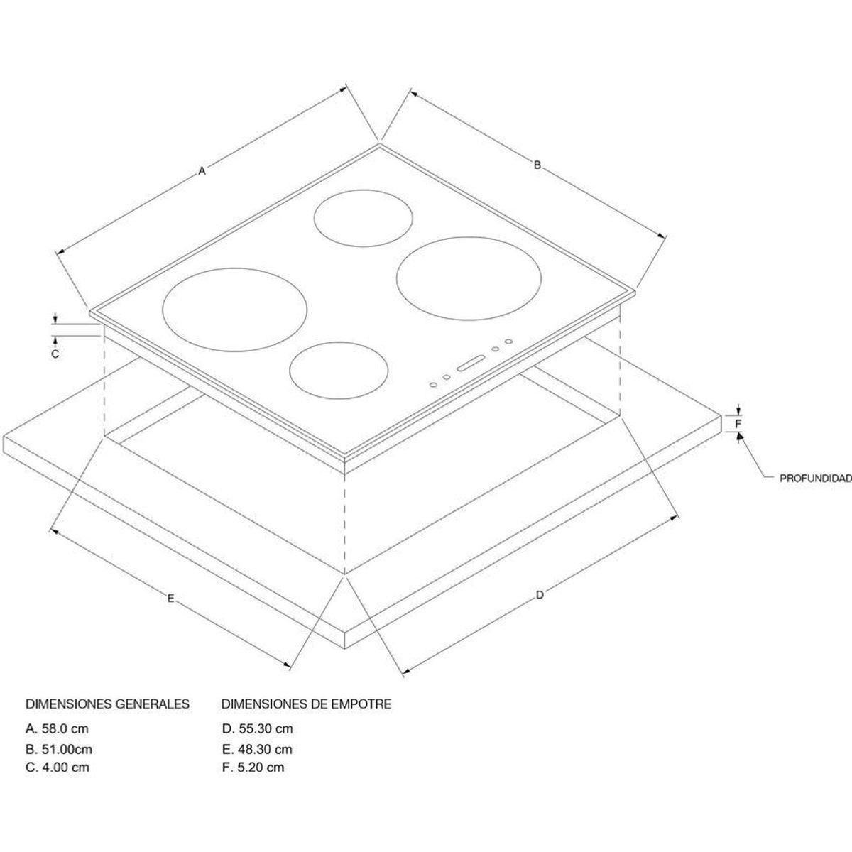 WHIRLPOOL - Cubierta whirlpool inducción 4pts vitrocerámica ng