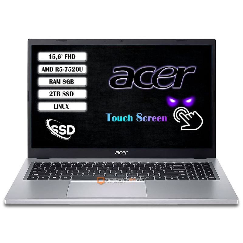 ACER - Portátil ACER 156? TOUCH AMD R5-7520U RAM 8GB 2TB SSD  MOUSE..