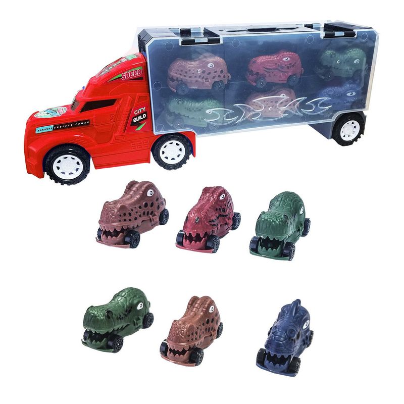 DAYOSHOP - Carro Camion Tractomula Niñera Juguete Niños Dinosaurios