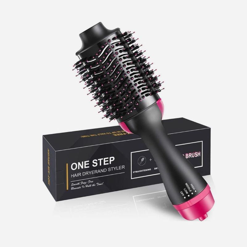 GENERICO - Cepillo Secador Negro One Step Giratorio Voluminizador Cabello