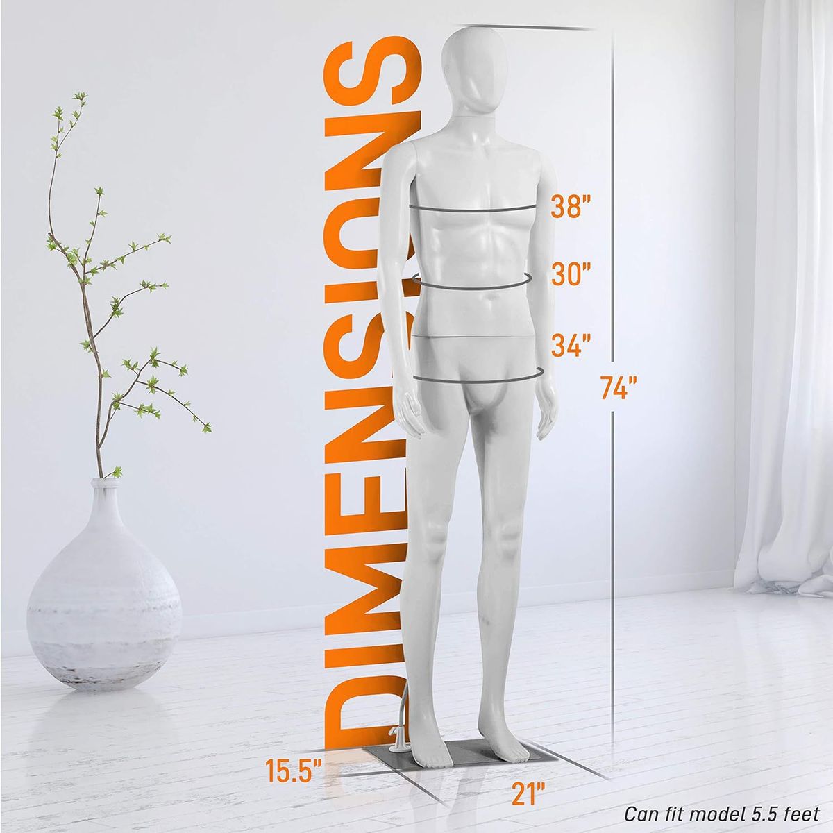 SERENELIFE - Maniquí masculino ajustable blanco SereneLife SLMAQML8