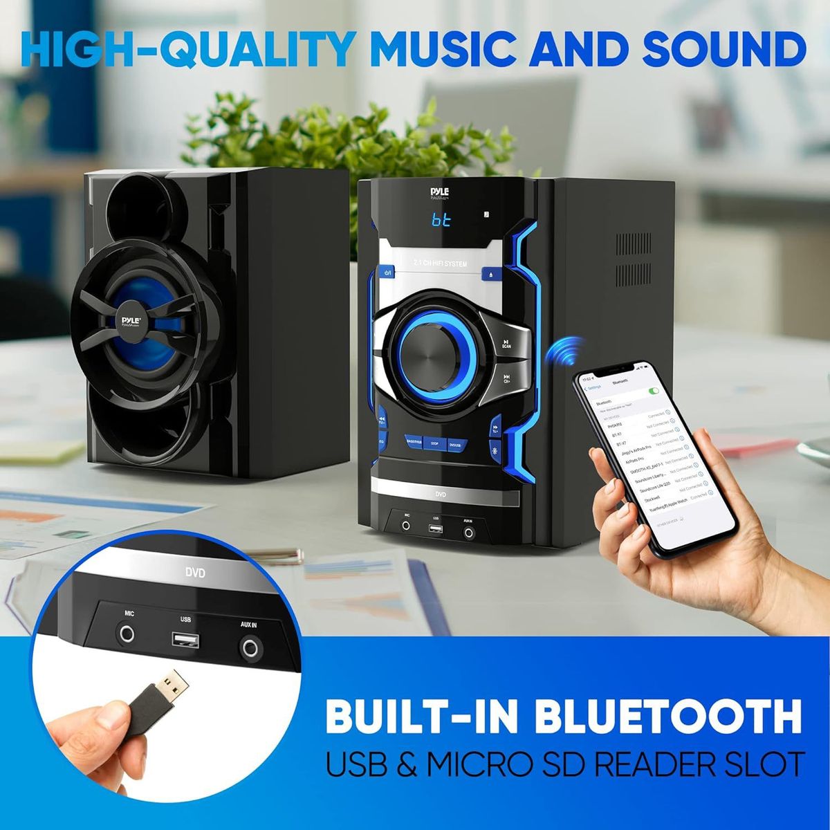 PYLEHOME - Minicomponentes estante estéreo Bluetooth PYLE-HOME PHSKR14