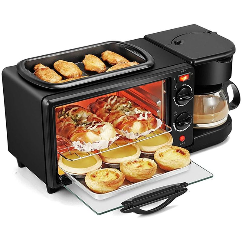 ONE PIXEL - Maquina Para Desayuno 3 en 1 Parrilla Horno Cafetera