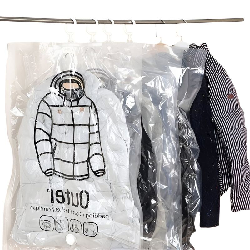 DANKI - Bolsa Transparente Compresion Ropa 67x139cm Vacio Ahorrar Espacio