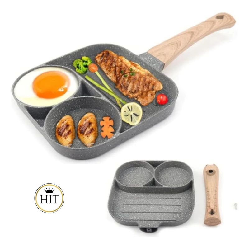 GENERICO - Sarten Antiadherente 3 En 1 Mini Parrilla Huevos Arepas