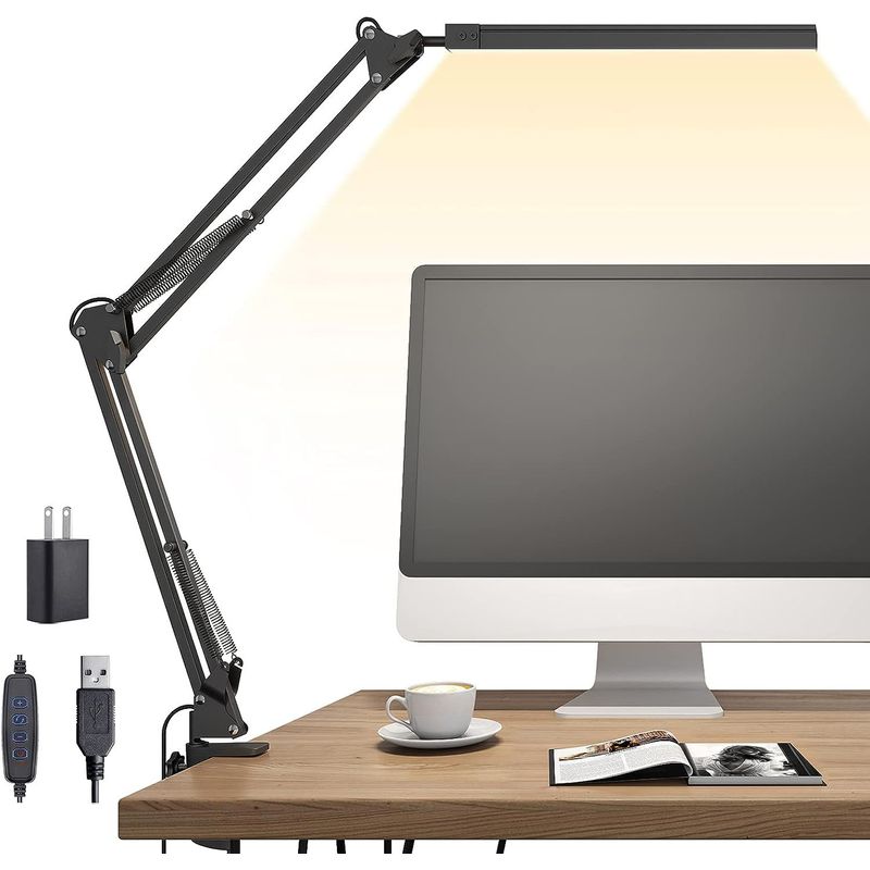 ONE PIXEL - Lámpara De Escritorio Mesa Led Brazo Oscilante Con Abrazadera