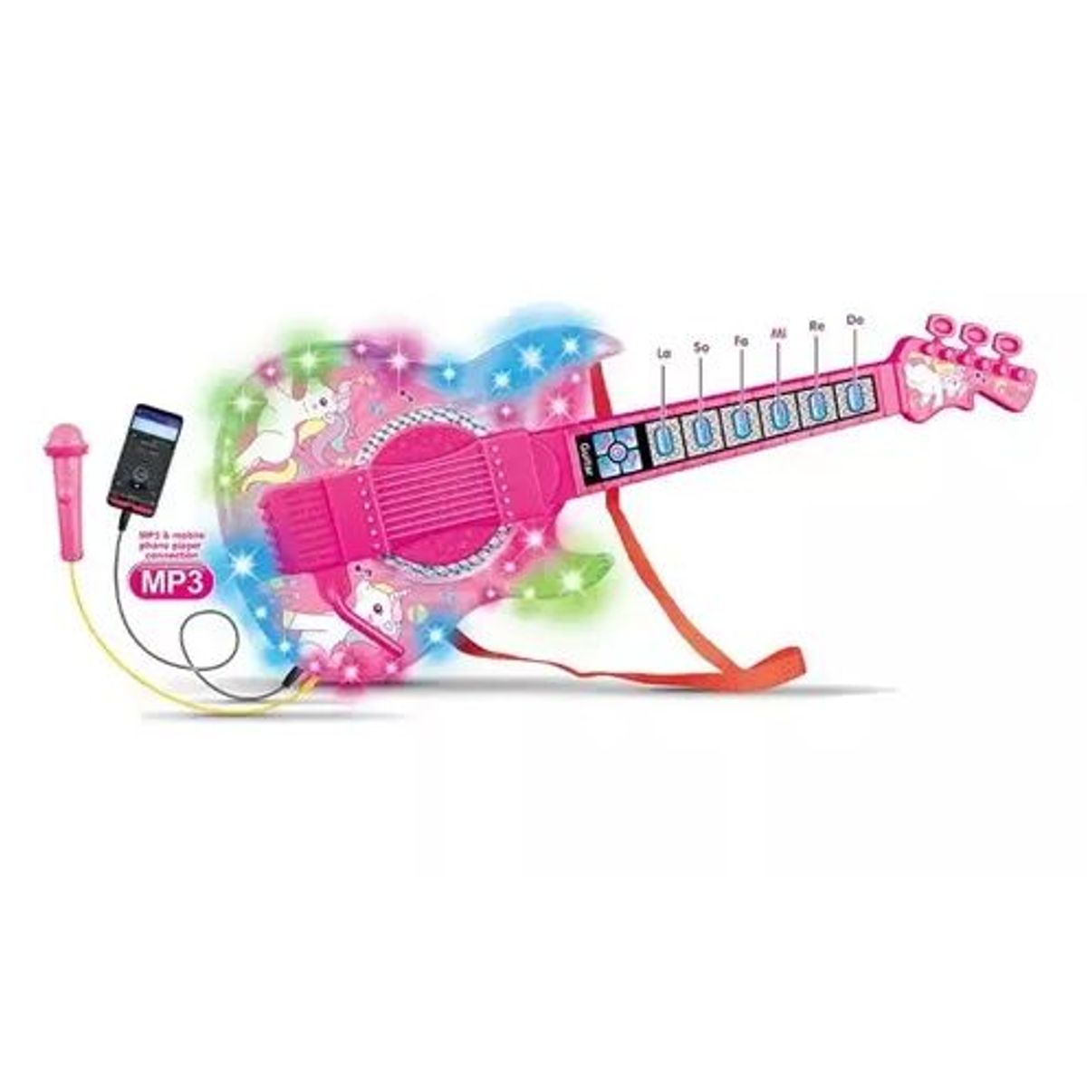 KIDSHOP - Juguete Guitarra Eléctrica Gafas Micrófono Niños Rosa 8026