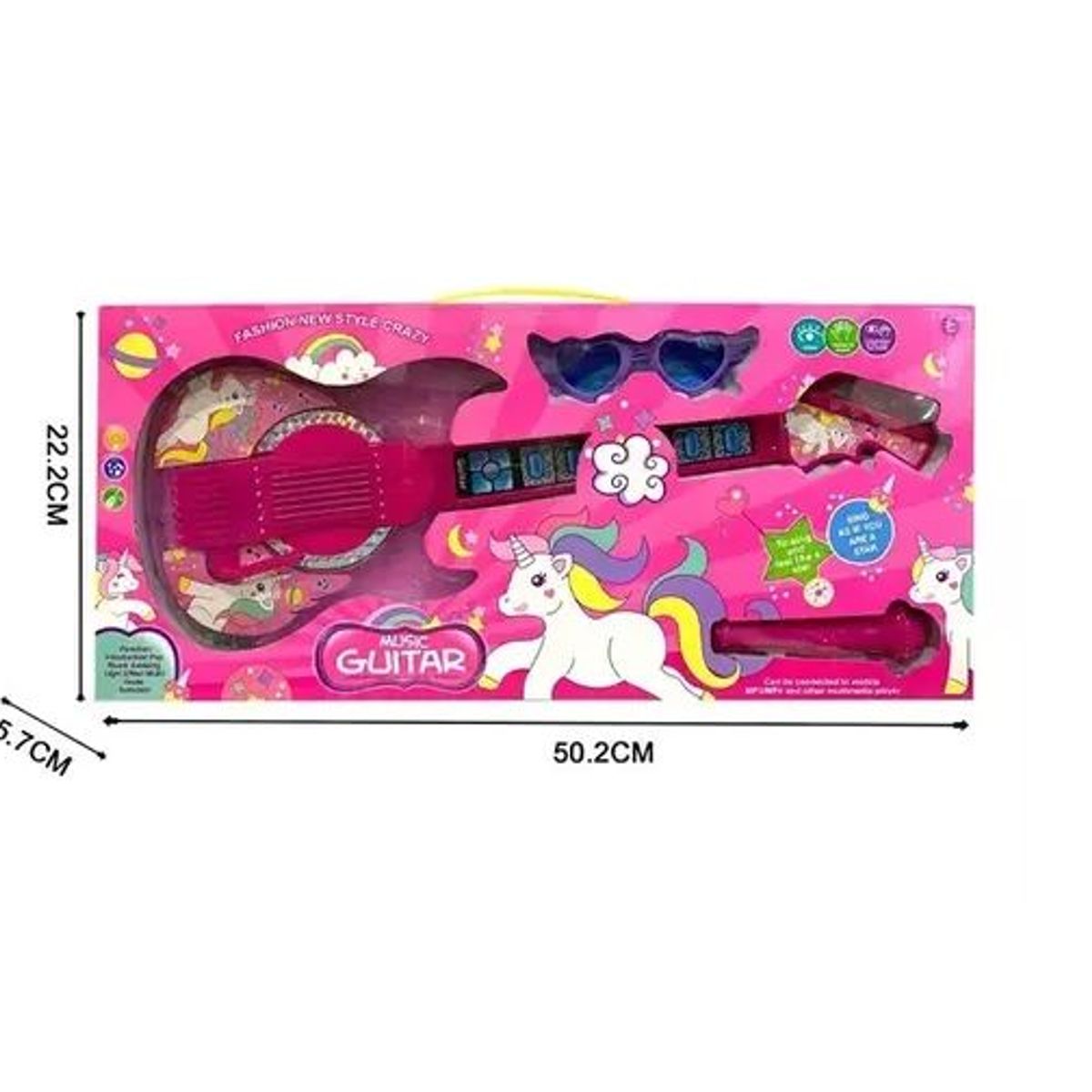KIDSHOP - Juguete Guitarra Eléctrica Gafas Micrófono Niños Rosa 8026