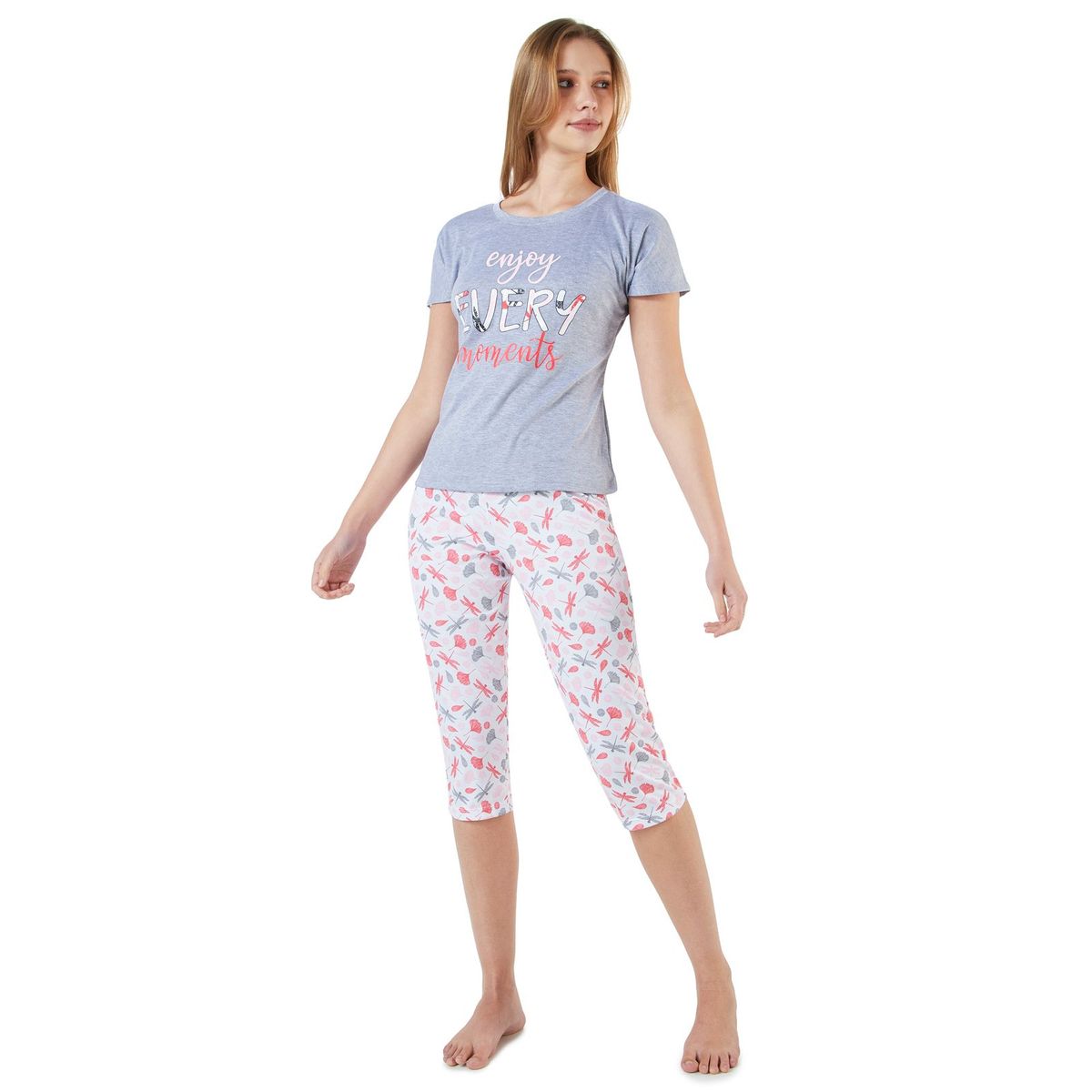 SANTANA - Pijama Capri Mujer Agatha Gris