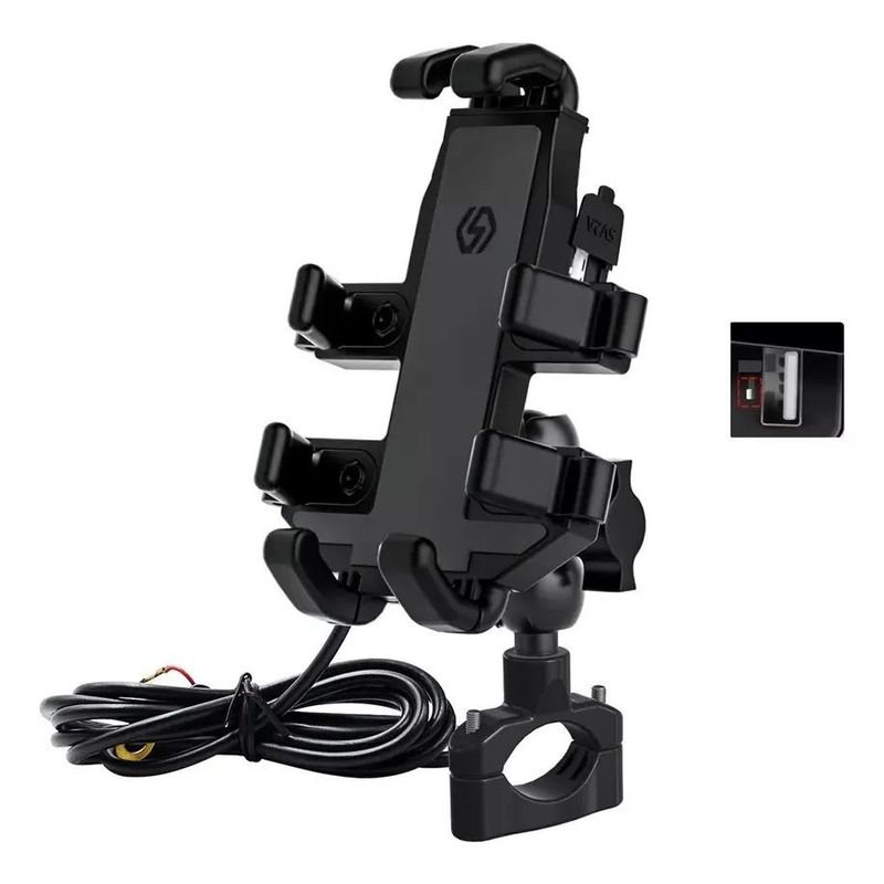 GENERICO - Accesorio Para Motos Soporte Teléfono Con Cargador Usb