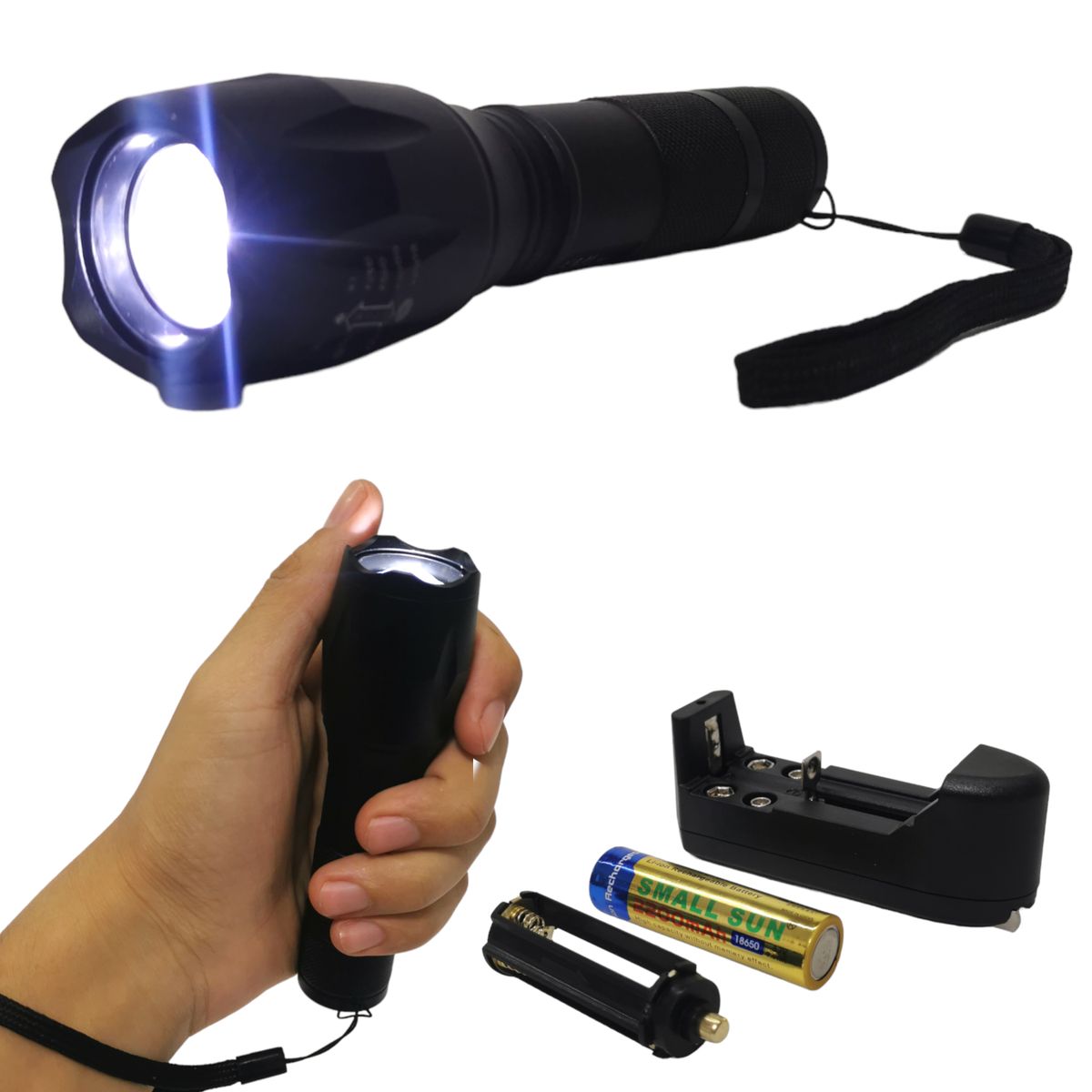 GENERICO - Potente Linterna Táctica Led Zoom 15000 Lm Aluminio 5 Modos