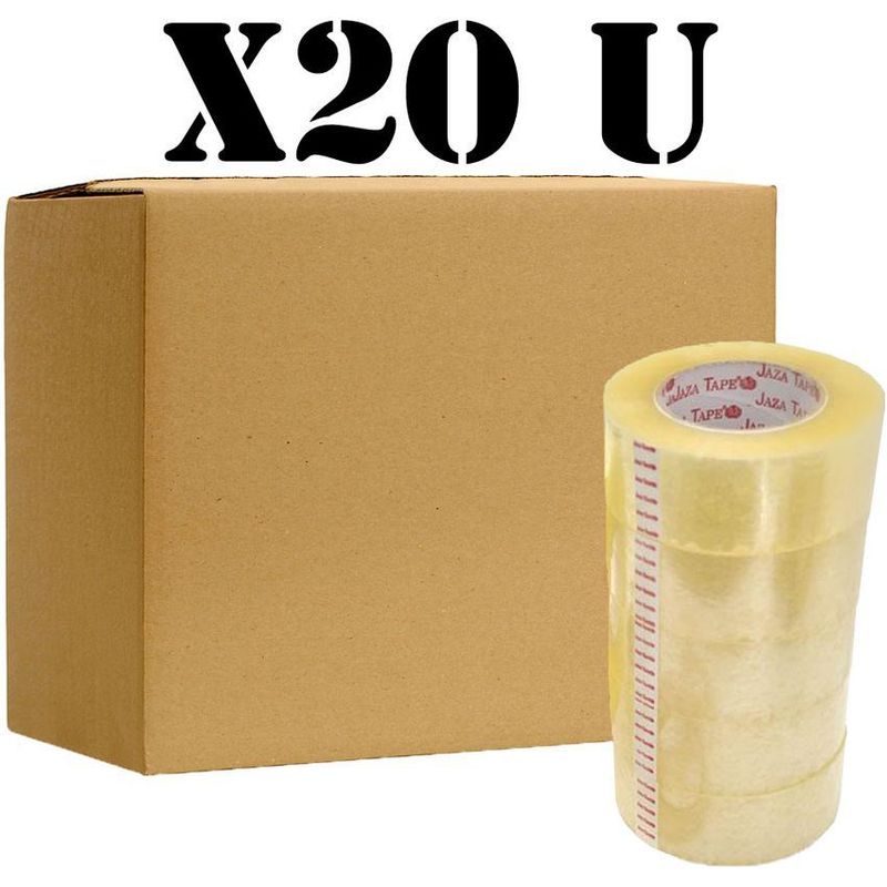 GENERICO - Caja X20 Cinta Adhesiva Transparente Empaque 400mts 72mm 50 Micras