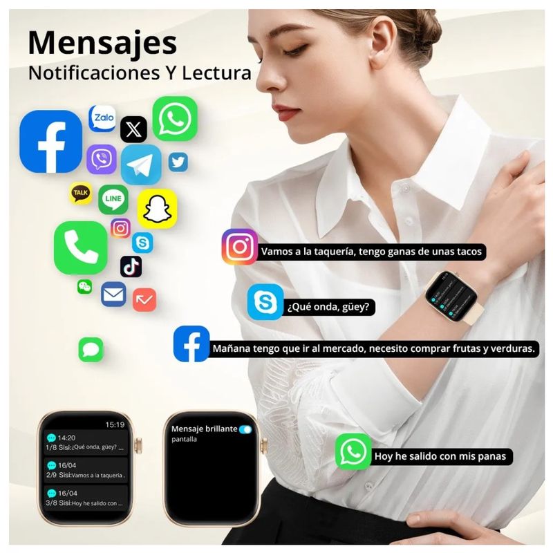 Fitness Tracker Reloj Bluetooth Mujer Reloj Inteligente Smartwatch