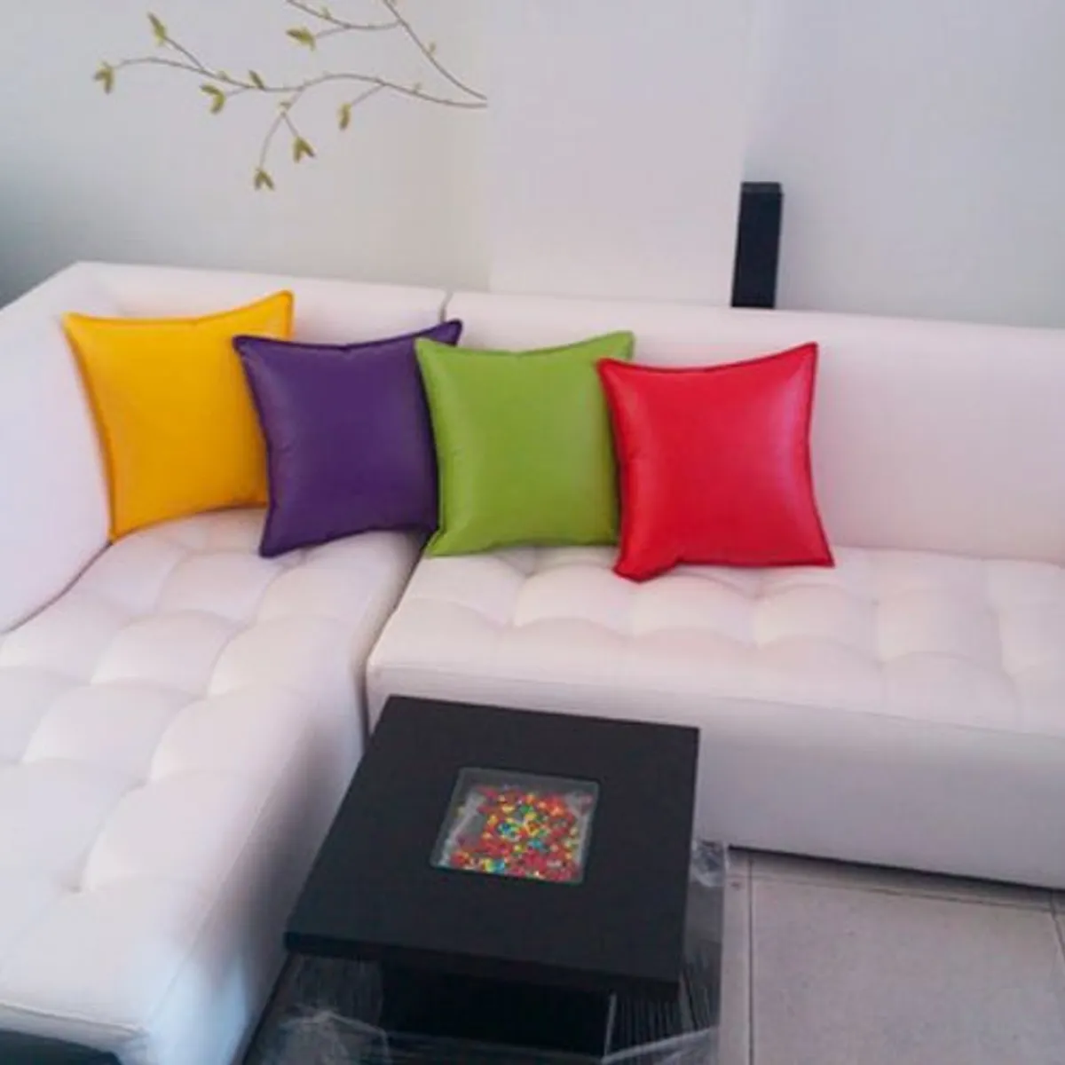 GENERICO - Juego de Sala en l Pequeña color Blanco Muebles para sala de estar