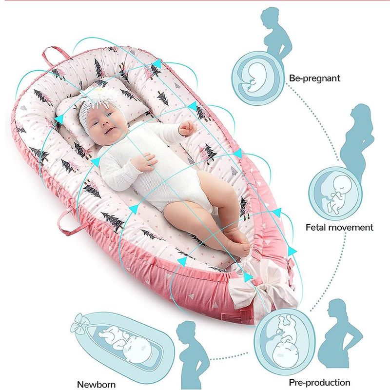 CARER SPARK - Nido o Cuna Portátil Para Bebé Rosa Algodón Suave