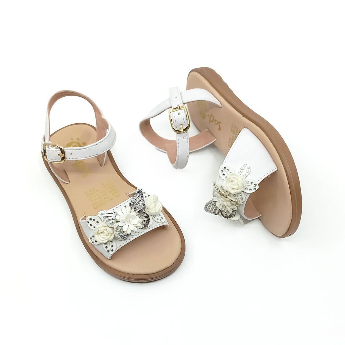 PAPOS - Sandalias Fantasia Flora Blanca - Sandalias Niñas PAPOS - Crema