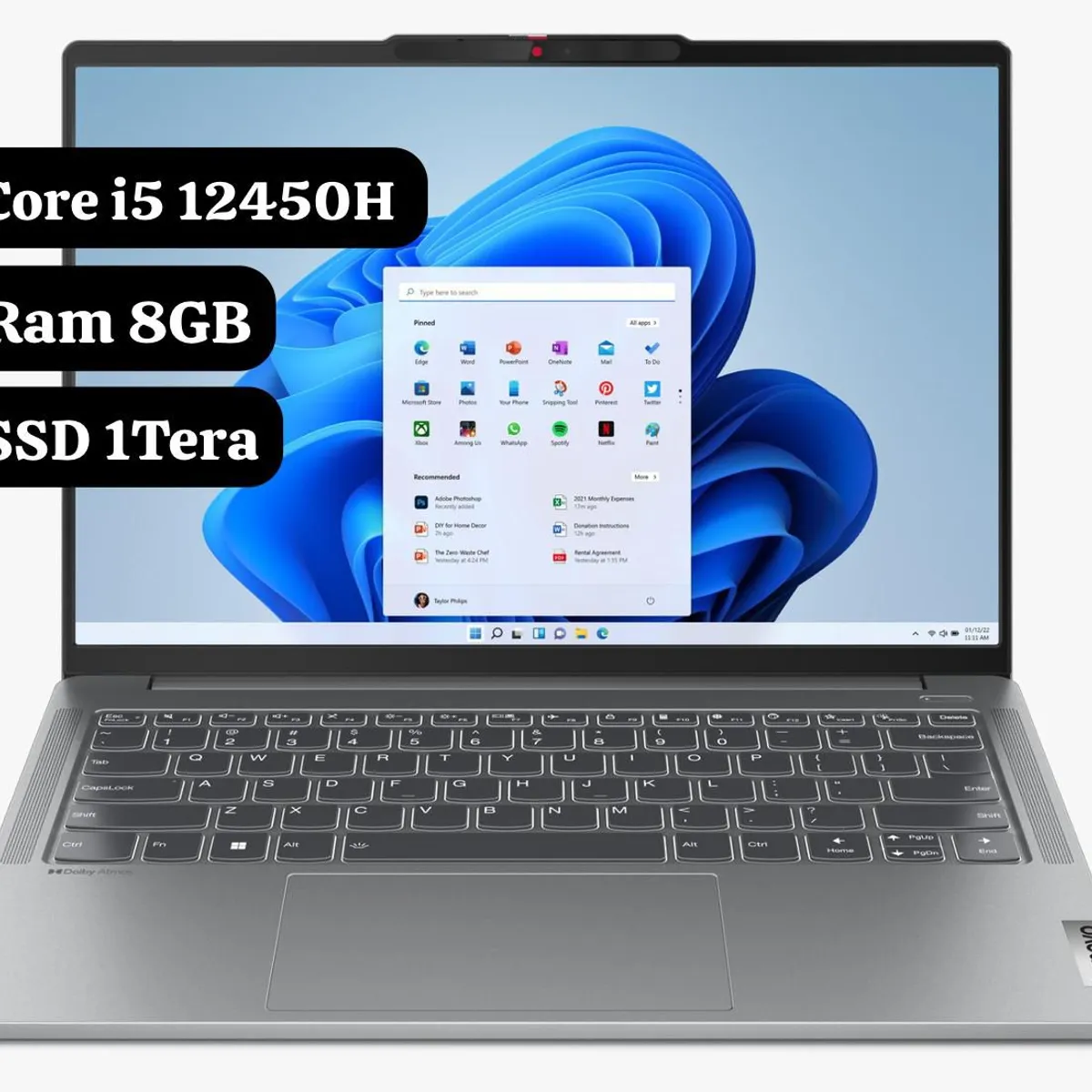 LENOVO - Portatil Lenovo Ultrabook Core i5 12450H Gen 12 Gaming - Ram 8Gb - SSD 1TB - Win 11 - 14" FHD.