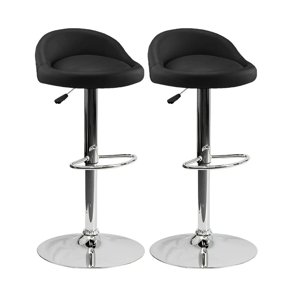 DIMATEX LEON - 2 Sillas Bar Butaco Alta Giratoria Barra Bar Cocina Refsantana Negro